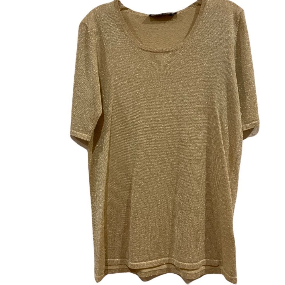Women’s Laura Bertucchi Gold Sparkling Loose Fit T-Shirt Size Small